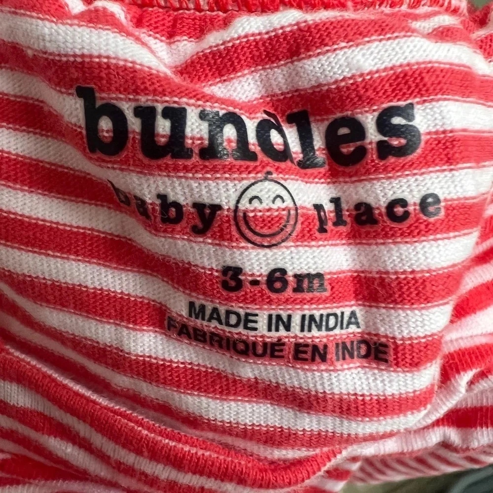 The Children’s Place 3-6M Red and White Striped Girls Onesie Tank Top